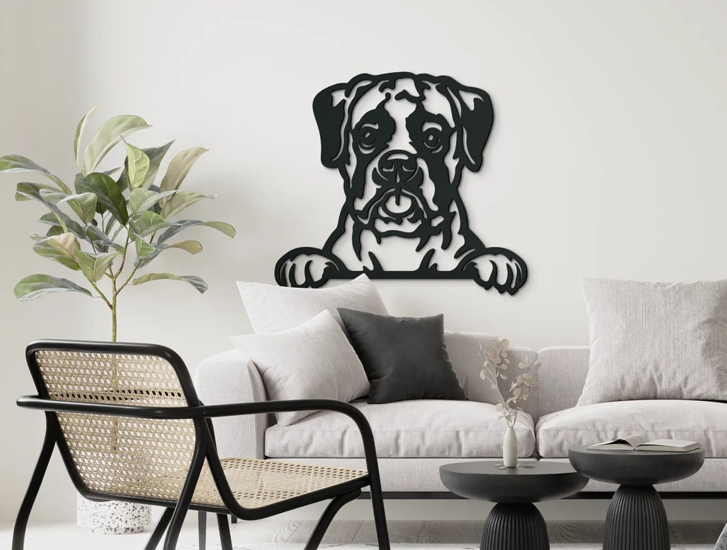 drevko Drevený obraz na stenu Boxer Rozmer obrazu: 39,5 x 44,5 cm, Farba dekorácie: Čierna