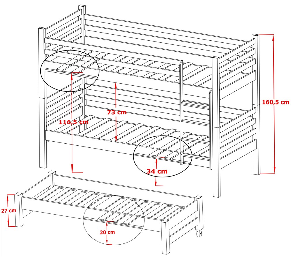 Detská posteľ 80 x 180 cm TORI (s roštom a úl. priestorom) (grafit). Vlastná spoľahlivá doprava až k Vám domov. 1013214