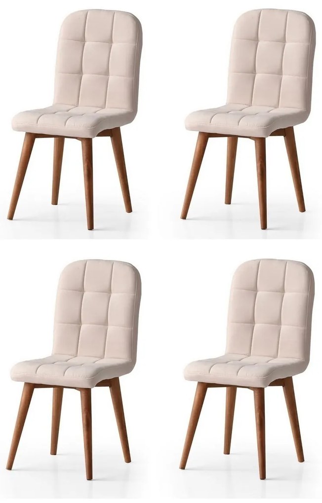 Súprava jedálenských stoličiek Retro Cream and Walnut, 4 ks