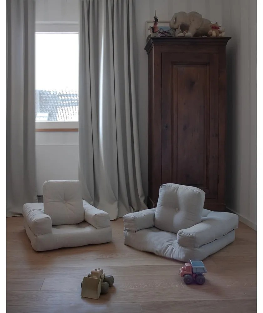 Detské rozkladacie kreslo s taburetkou Karup Design Mini Cube Dark Grey