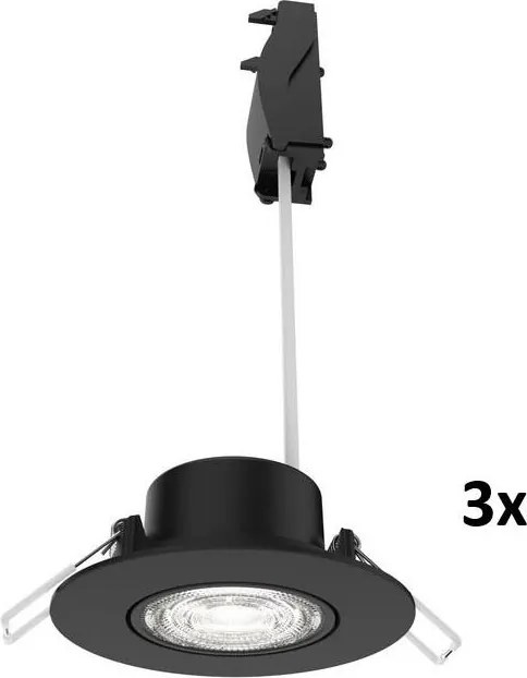 Philips – sada 3 ks stmievateľných podhľadových svietidiel CILANTRO LED, 5 W, 230 V, 2700 K, čierna
