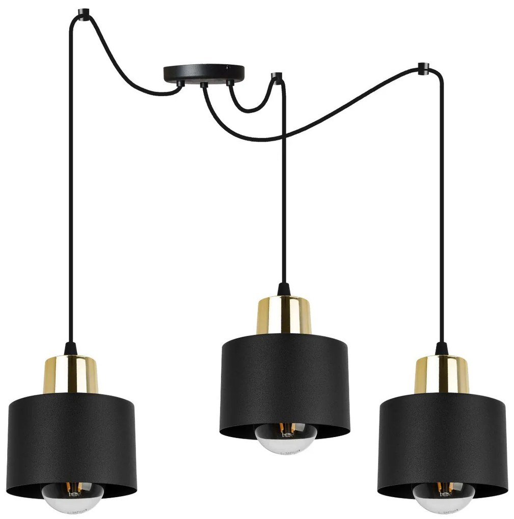 Závesné svietidlo Panta Spider, 3x čierne kovové tienidlo, g