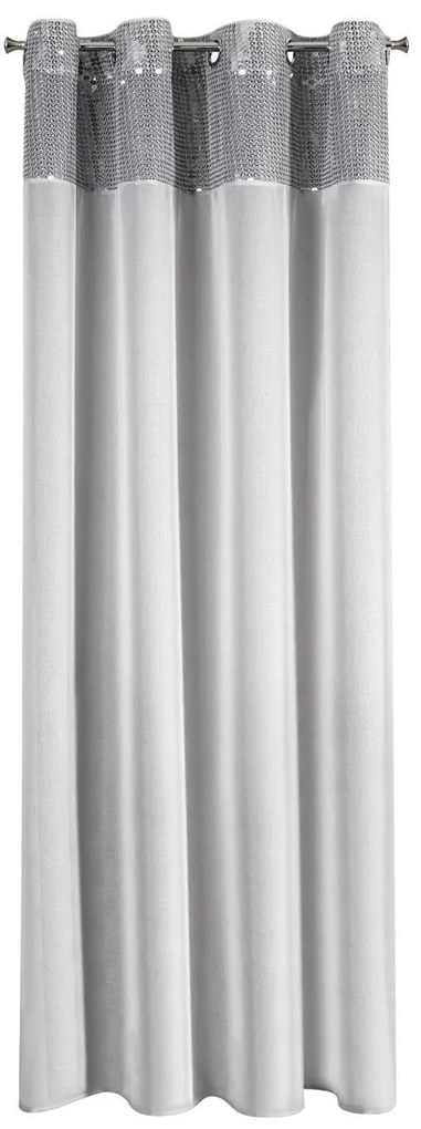 Krásna sivo strieborná záclona zdobená flitrami 140 x 250 cm