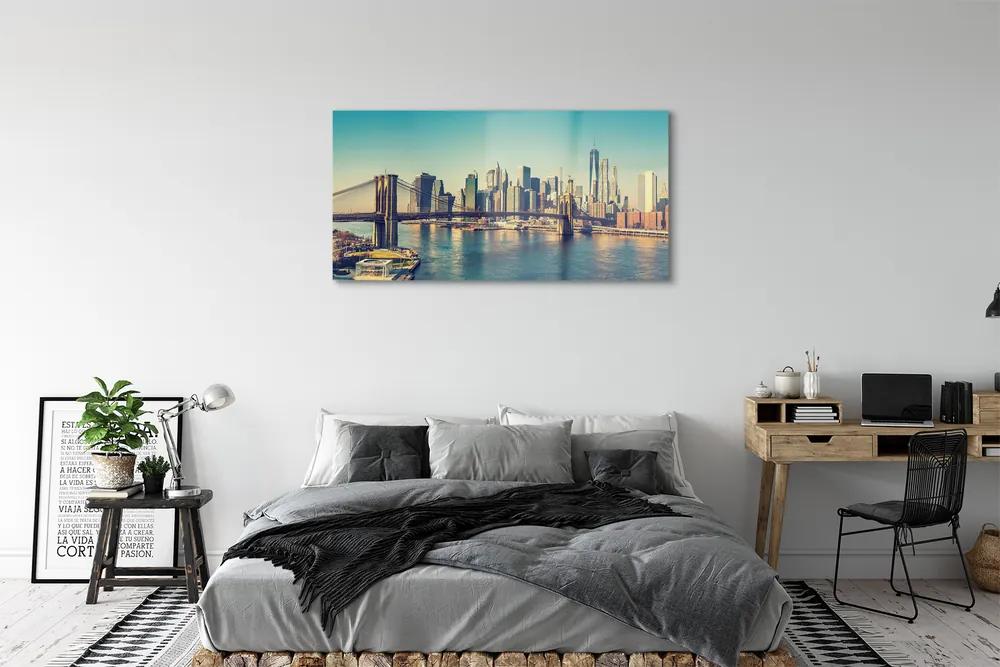 Obraz na akrylátovom skle Panorama bridge river 125x50 cm