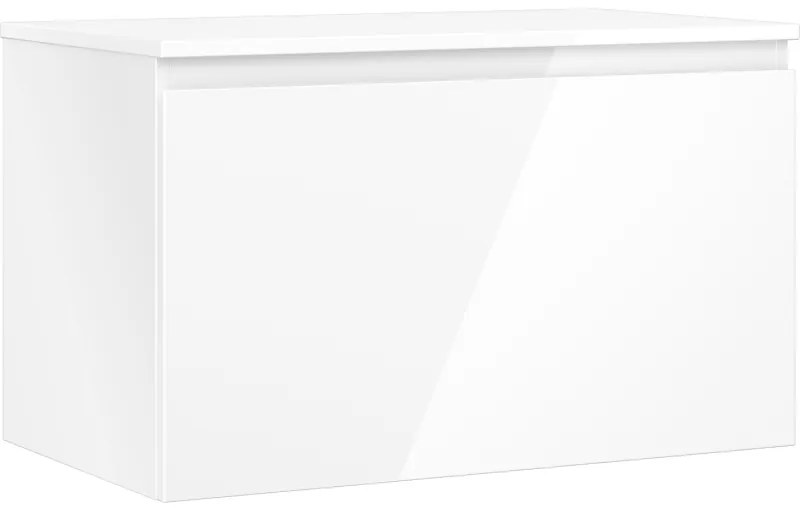 Mexen Orio, kúpeľňová skrinka 80 cm s hornou časťou, 1 zásuvka, biela lesklá, 91A10-08047-1-BFC00