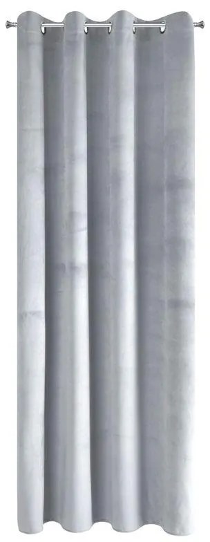 Strieborný zamatový záves na krúžkoch PIERRE 140X250 cm