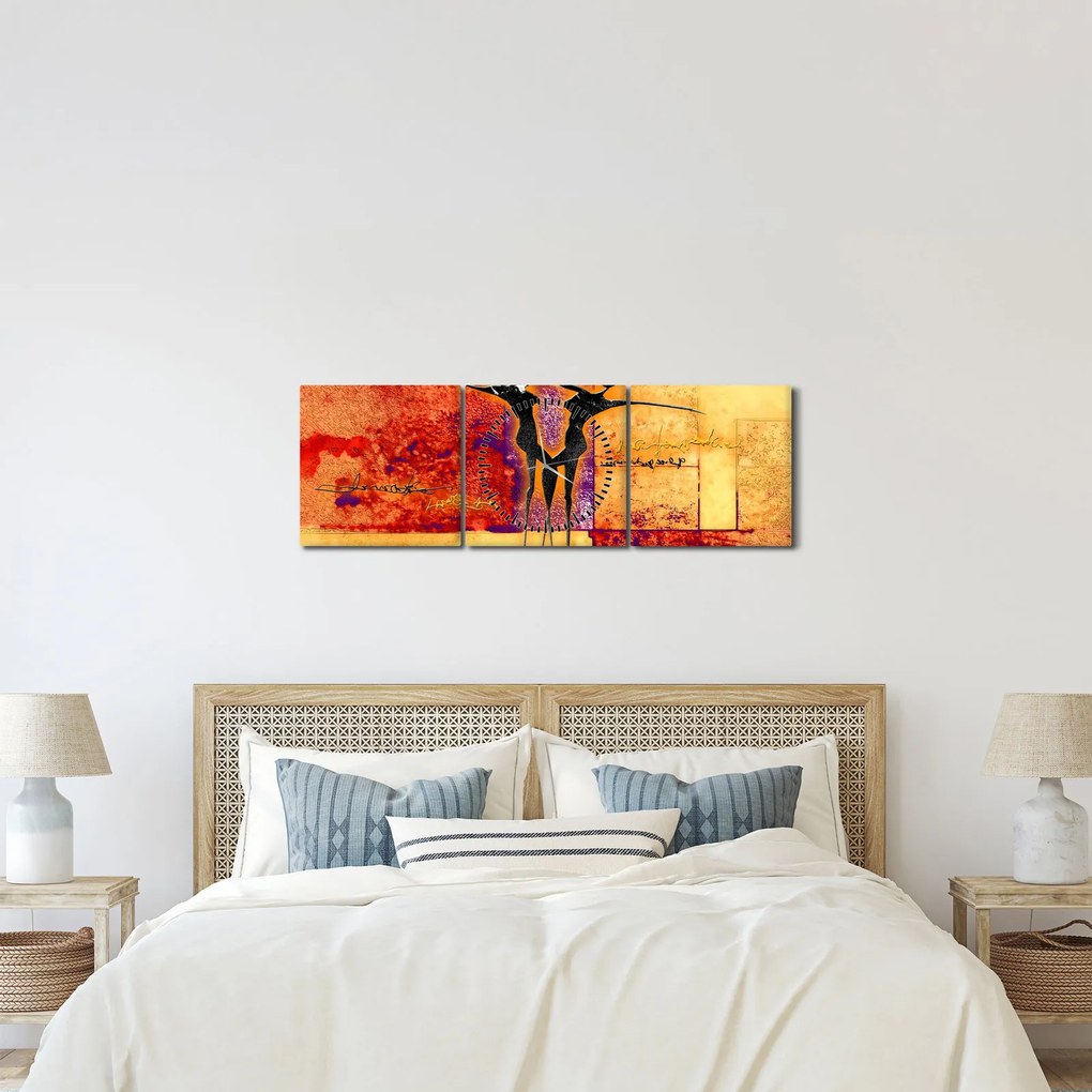 Obraz - Africká bohyňa (s hodinami) (90x30 cm)