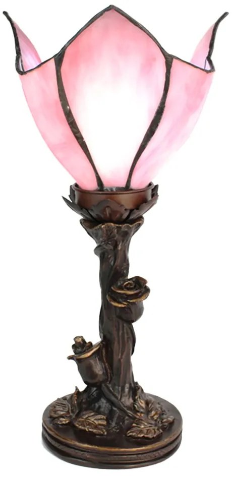 Stolná lampa Tiffany Flower Pink  - Ø 18*32 cm E14/max 1*25W