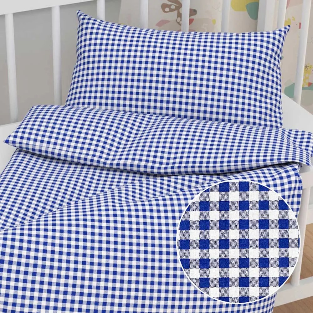 Biante Detské bavlnené posteľné obliečky do postieľky Sandra SA-057 Modro-biele kocky Do postieľky 90x140 a 50x70 cm
