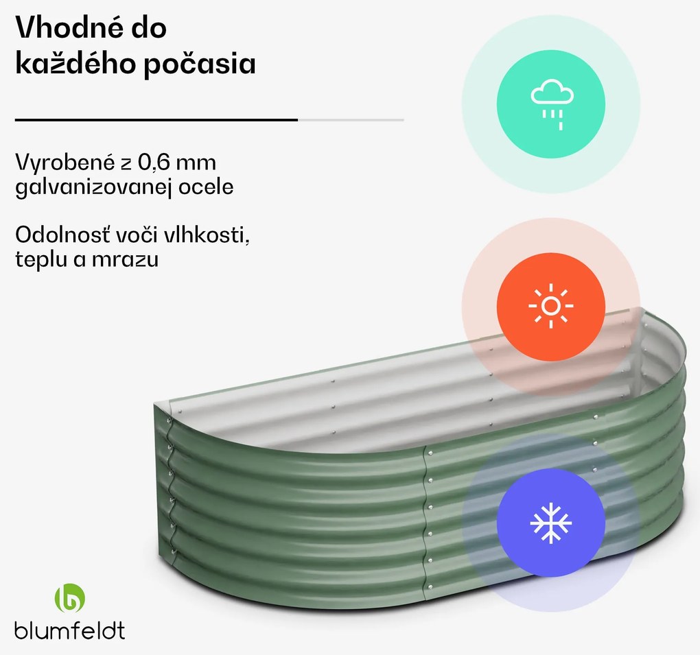 Blumfeldt High Grow Extended, vzvýšený záhon, 150 x 43 x 60 cm, z vlnitého oceľového plechu, jednoduchá montáž, odolný voči hrdzi a mrazu