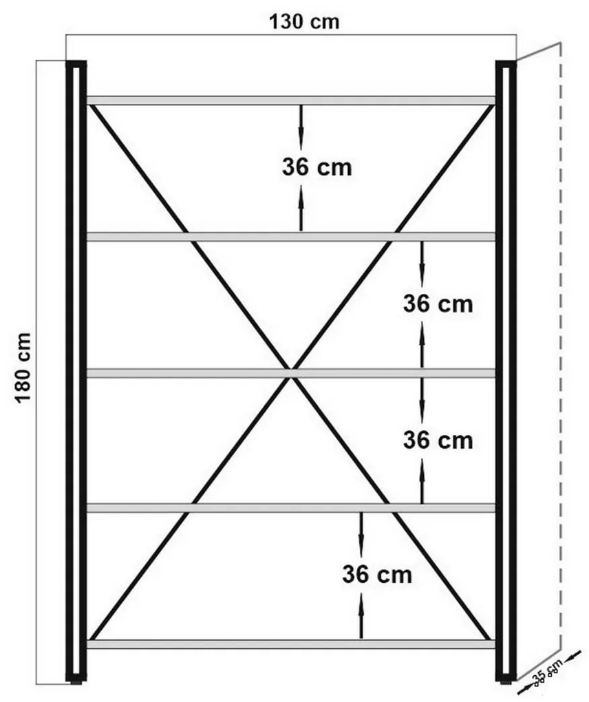 Regálová jednotka Cosmo Fix Black a Atlantic Pine, L
