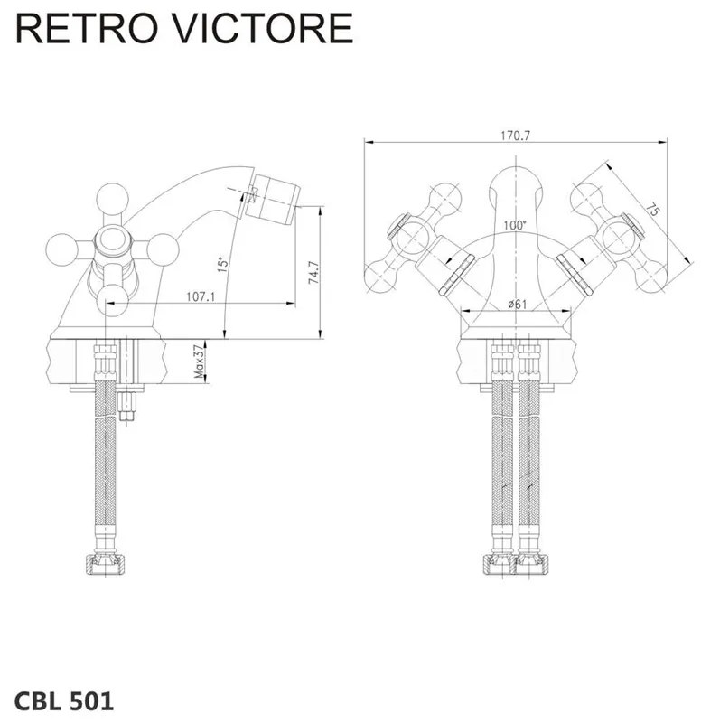 Mereo Mereo, Bidetová batéria, Retro Viktorie, s výpusťou, chróm, MER-CBL501