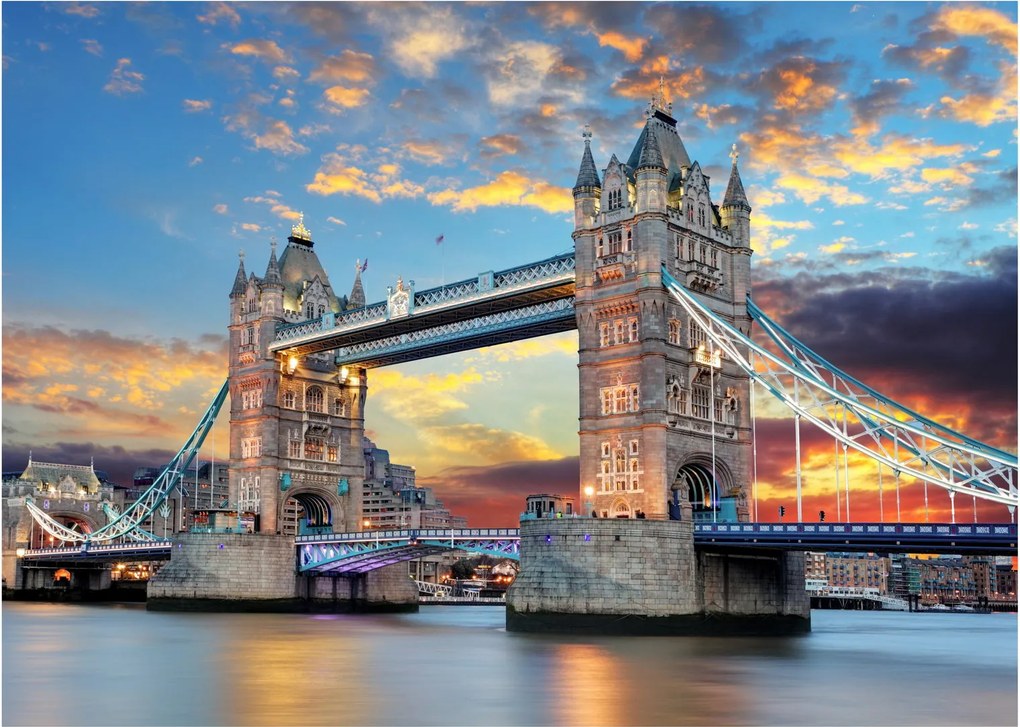 Sklenený obraz - Tower Bridge, Londýn, Anglicko (70x50 cm)