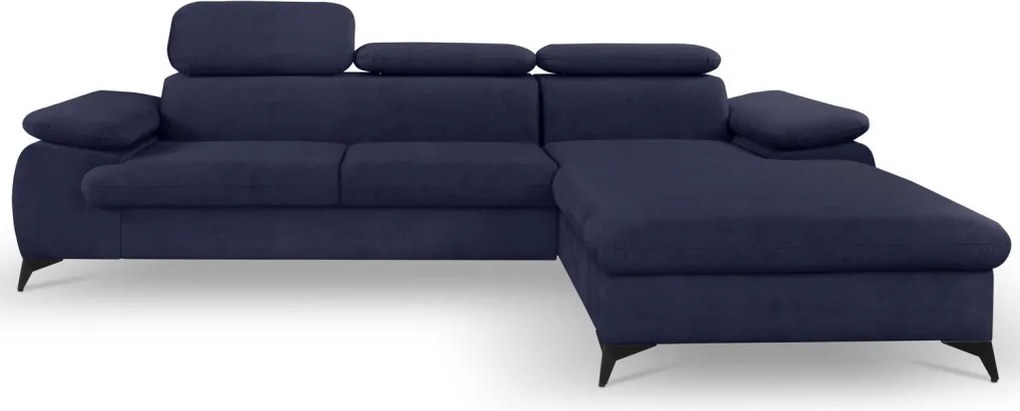 Rohová sedacia súprava Scala, tmavo modrá látka, pravý roh