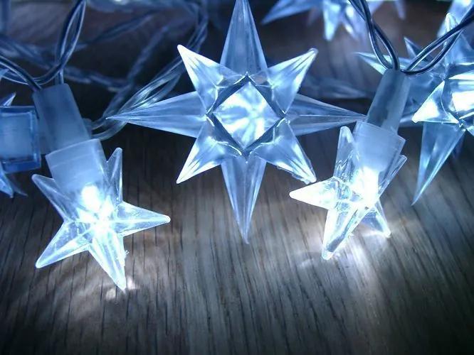 Vianočné LED osvetlenie - hviezdy modré 4 m