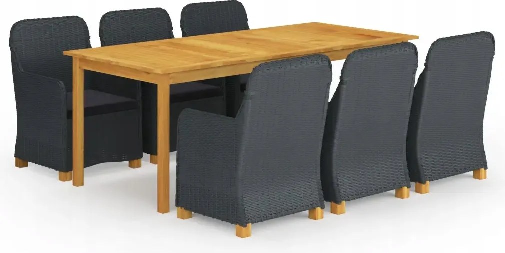vidaXL 7-dielna záhradná jedálenská súprava tmavosivá