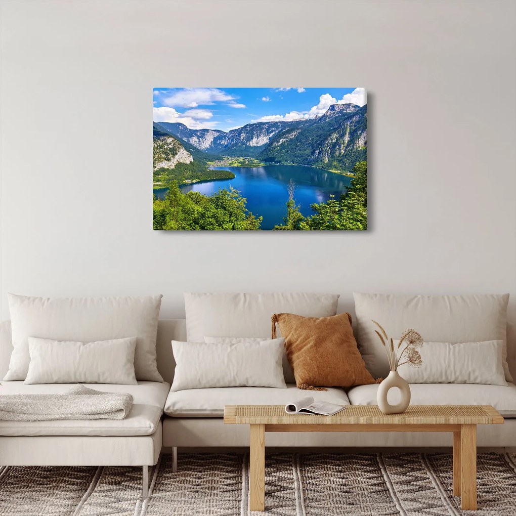 Obraz - Halštatské jazero, Hallstatt, Rakúsko (90x60 cm)