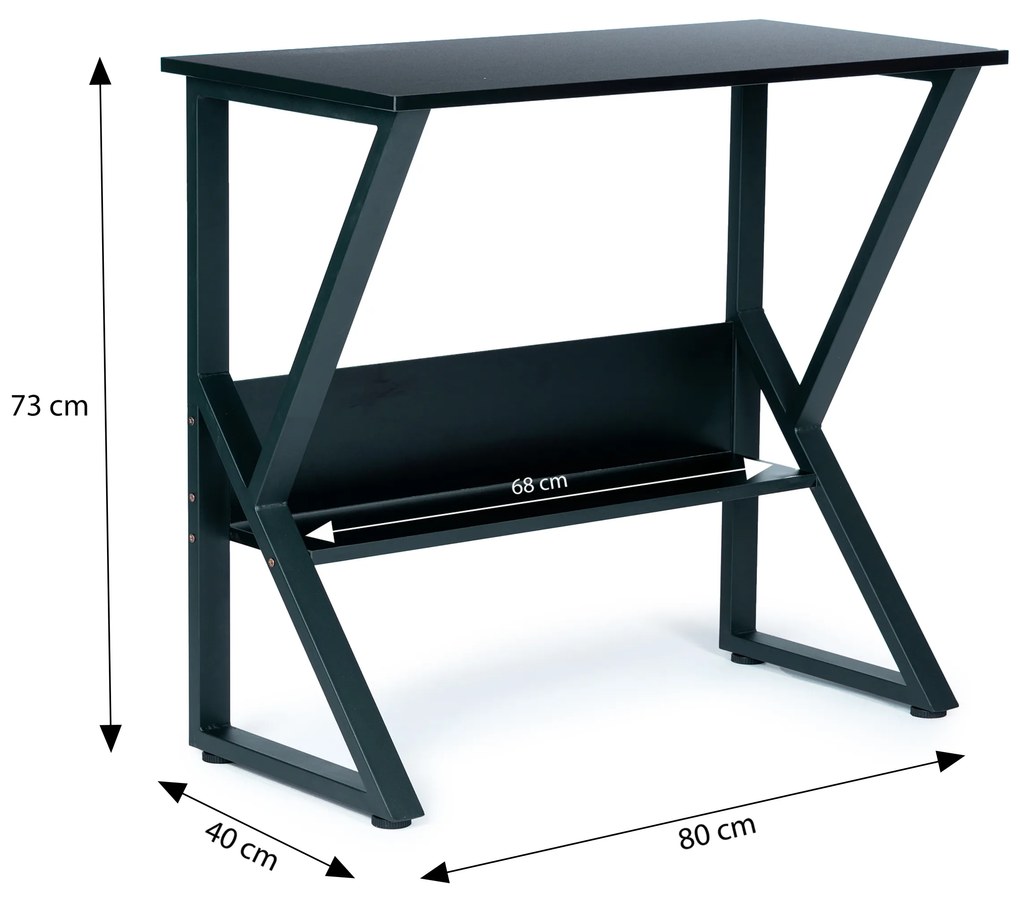 Počítačový stôl s policou, BLACK