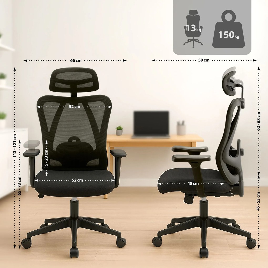 Kancelárska stolička Elisha - čierna