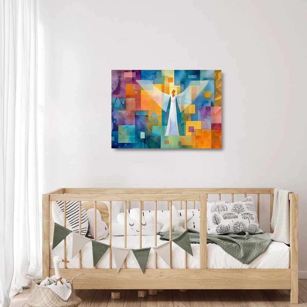 Sklenený obraz - Geometrický anjel (70x50 cm)