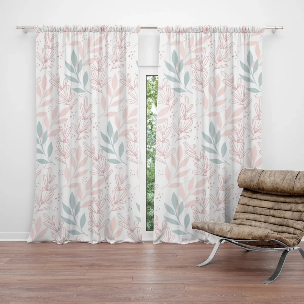 Sablio Záves Ružové a modré lístky: 2 ks 140x250 cm