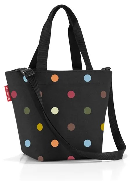 Taška / kabelka SHOPPER XS dots z polyesteru 31x21x16 cm v čiernej farbe s farebnými bodkami, Reisenthel