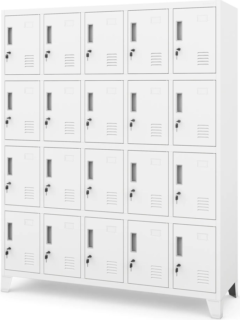 Kovová šatníková skriňa ROBERT 1360 x 1720 x 450 mm, biela