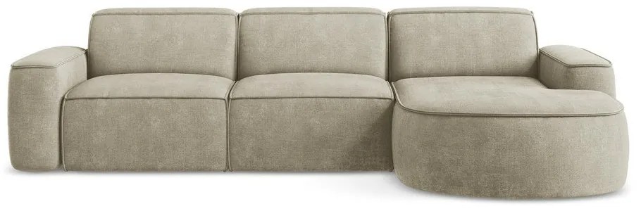 Béžová ženilková rohová pohovka (pravý roh/s leňoškou) Omao – Makamii