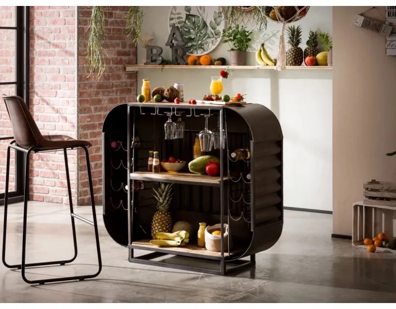 furniture-nabytek.cz - Barový jedálenský stôl Bolton z kovu a manga, lakovaný, strieborný – 112×50×105 cm
