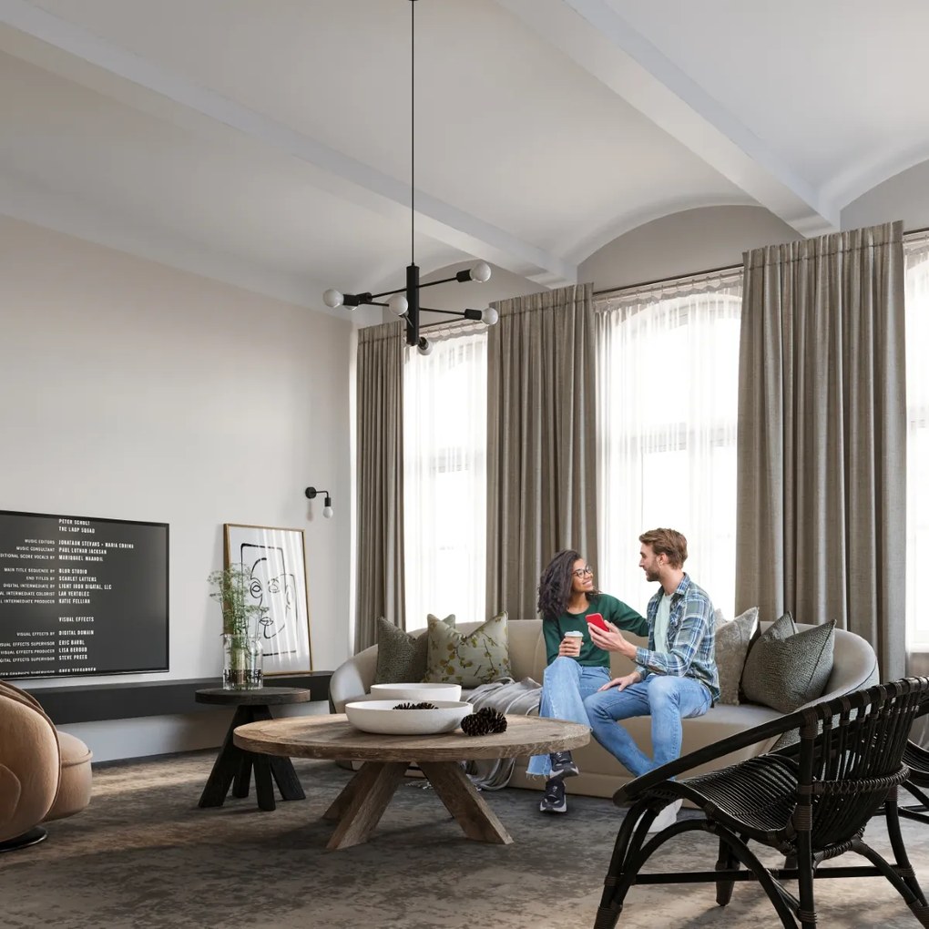 Luster Duomo 5, čierne telo svietidla