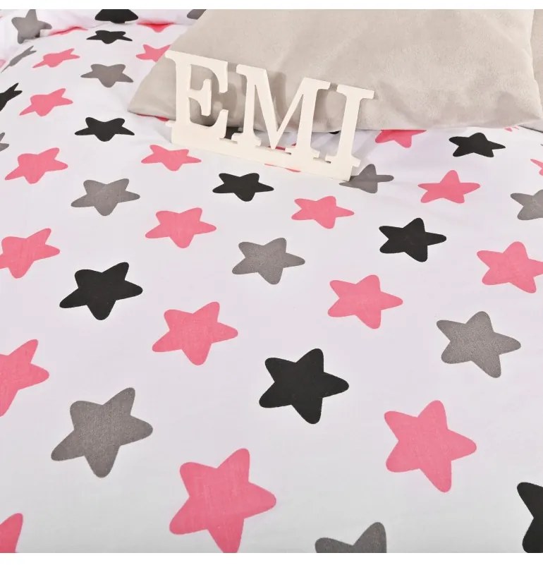 Obliečky bavlnené Hviezdičky ružové EMI, Štandardný set jednolôžko obsahuje 1x 140x200 + 1x 70x90