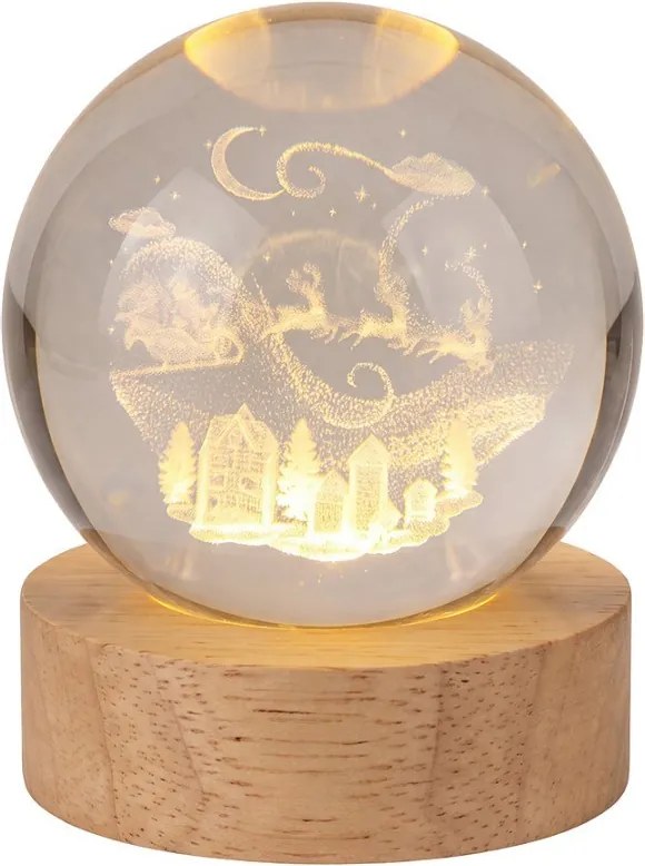 LED stolná lampička na drevenom podstavci - sobie záprah - Ø 6 cm / USB
