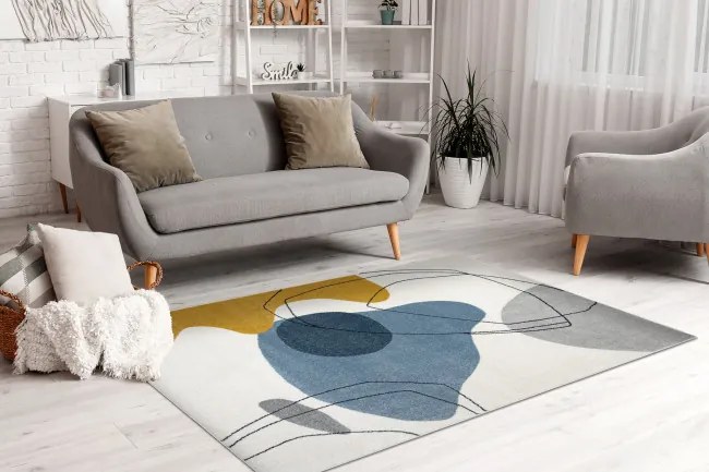 Koberec FUSION 7158 biely / žltý / modrý