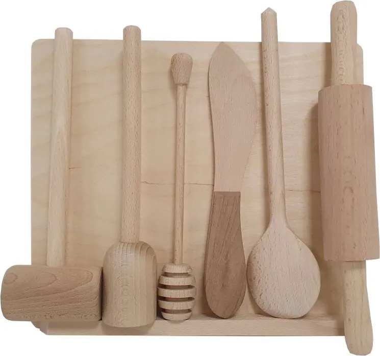 Drevená sada pre malých kuchárov, 40 x 7 x 30 cm, 6 ks