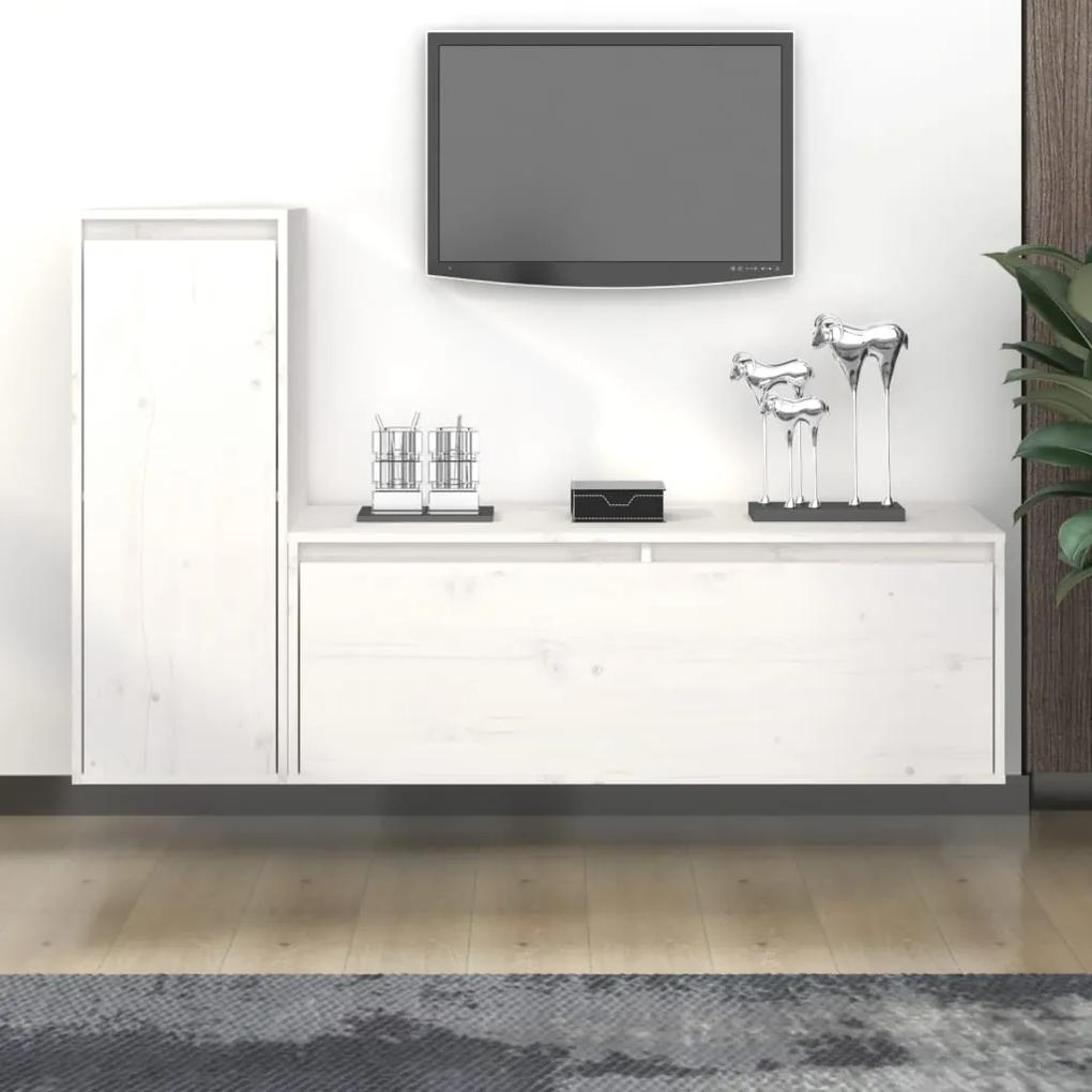TV skrinky 2 ks biele masívna borovica