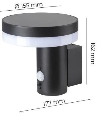 LED solárne nástenné svietidlo so senzorom SOLARIS3 LED/5,5W/3,7V 4000K IP44