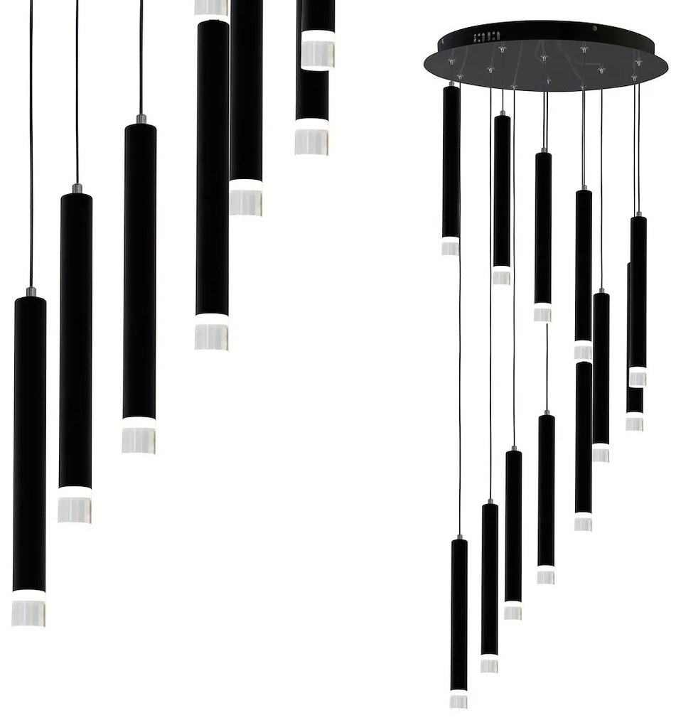 Závesné svietidlo Carbon, 12x biele kovové tienidlo, b