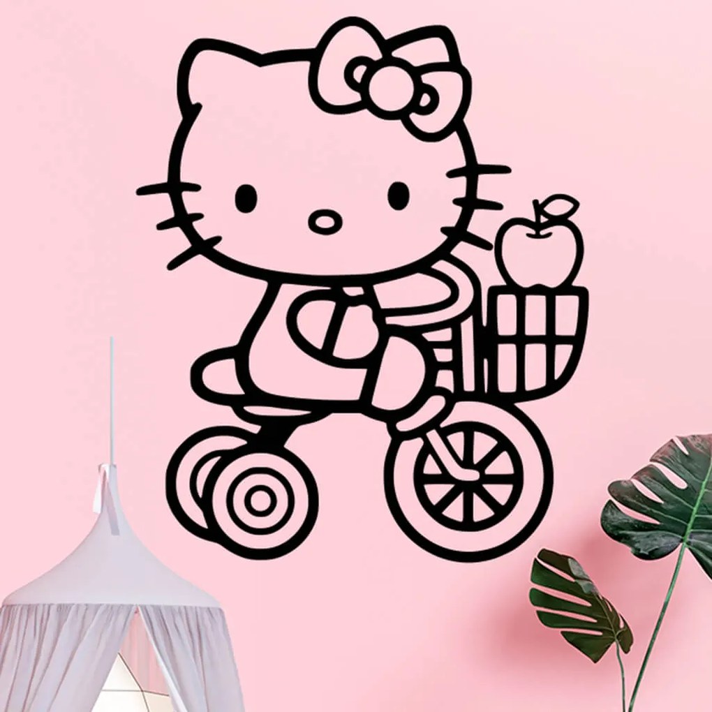 Veselá Stena Samolepka Mačička Hello Kitty Farba: růžová, Veľkosť: 80 x 66 cm