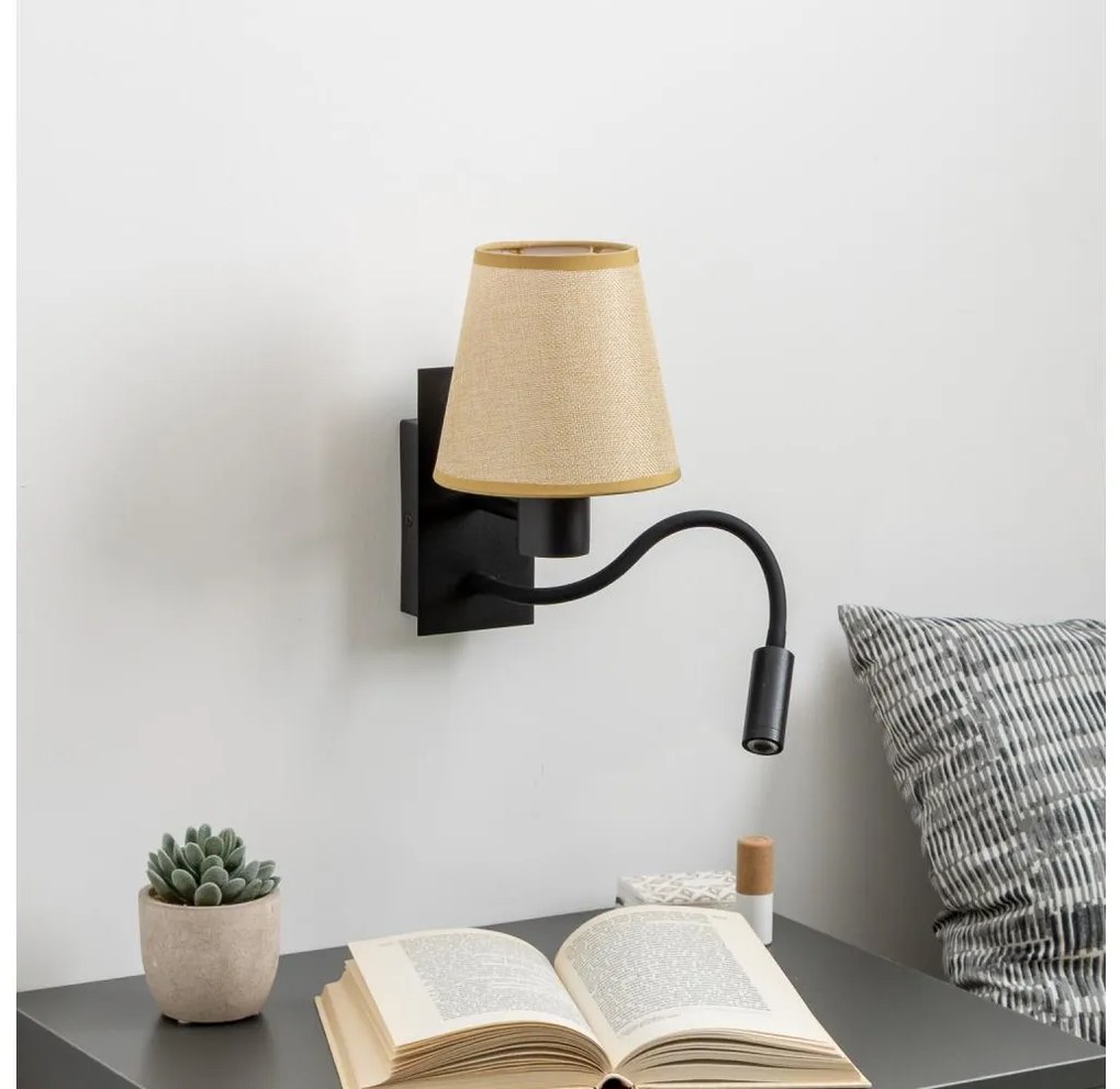 Brilagi - LED Nástenná lampa NUBILA 1xE27/25W/230V+LED/3W čierna/svetlohnedá
