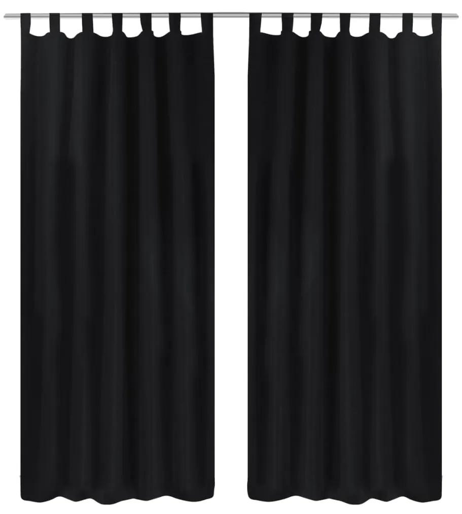 vidaXL Čierne saténové závesy s pútkami 140 x 245 cm 2 ks