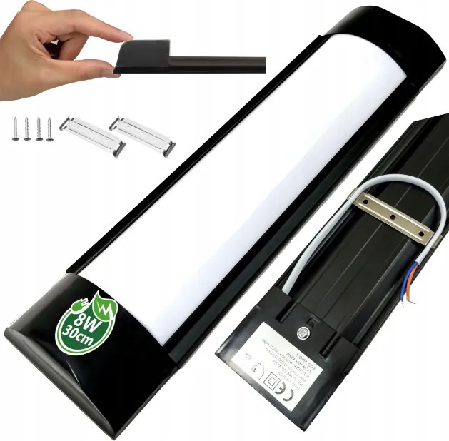 BERGE LED panel - 8W - 30cm - ČIERNA - studená biela