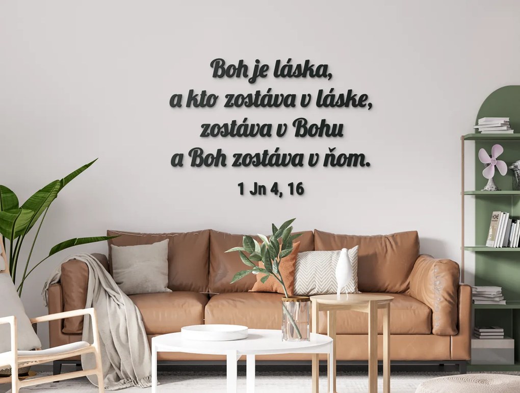 drevko Citát na stenu Boh je láska Rozmer obrazu: 43 x 62,5 cm, Farba dekorácie: Čierna