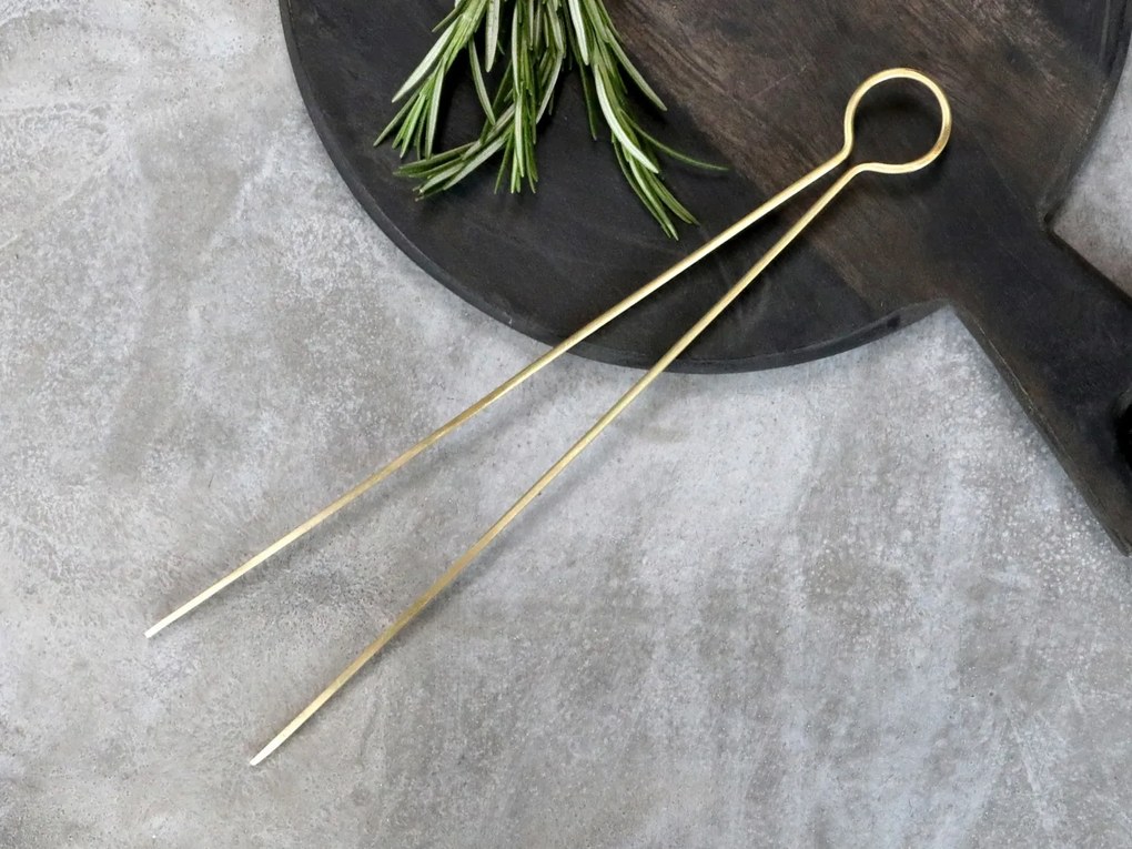 Mosadzná kovová pinzeta na jedlo - 4*26cm