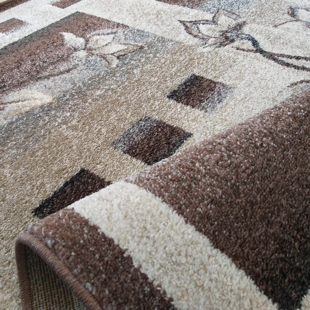 DY Hnedý kvetinový koberec Otto 02 Rozmer: 200x290 cm