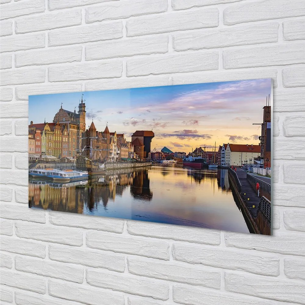 Sklenený obraz Port of Gdańsk rieky svitania 140x70 cm