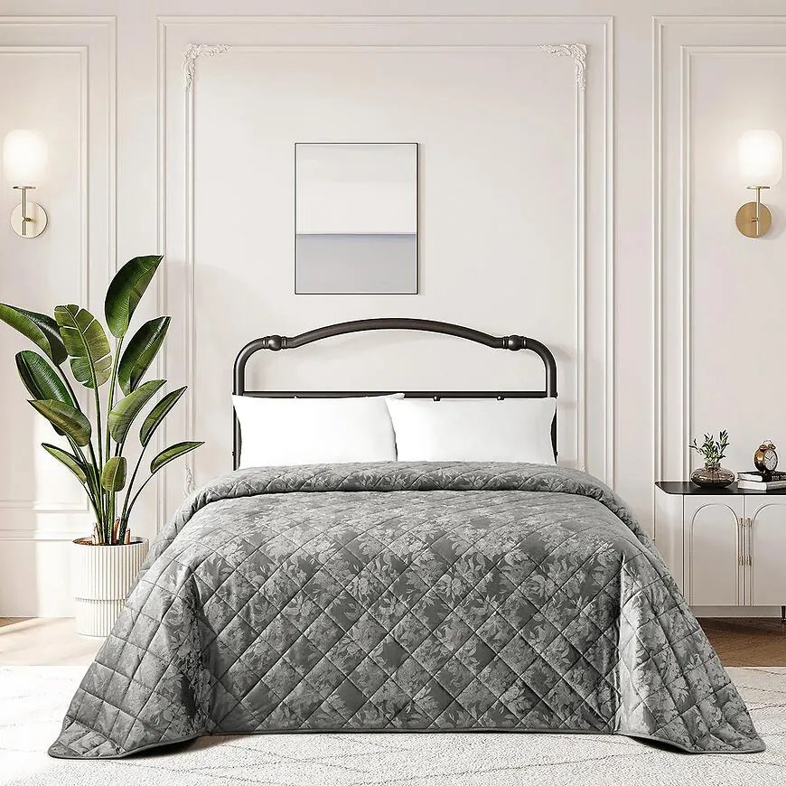 Prikrývka na posteľ Mirella RQ-093 170x220 cm sivá