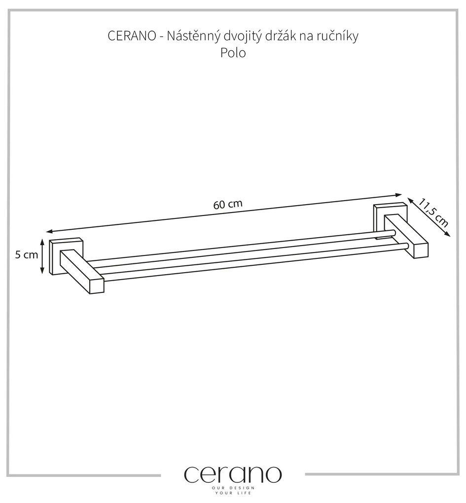 CERANO - Nástenný dvojitý držiak na uteráky Polo - chróm, CER-CER-479842
