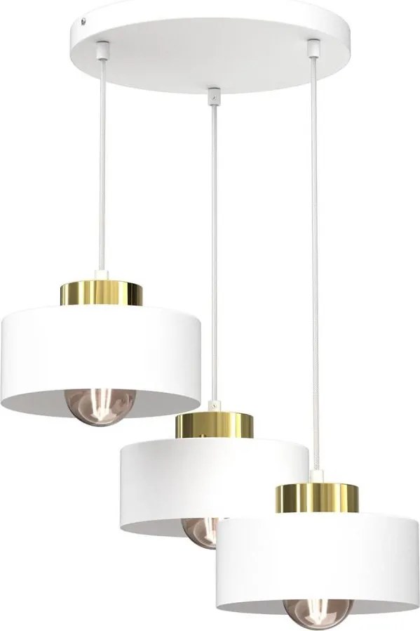 Luster na lanku MARTI 3xE27/15W/230V biela/zlatá