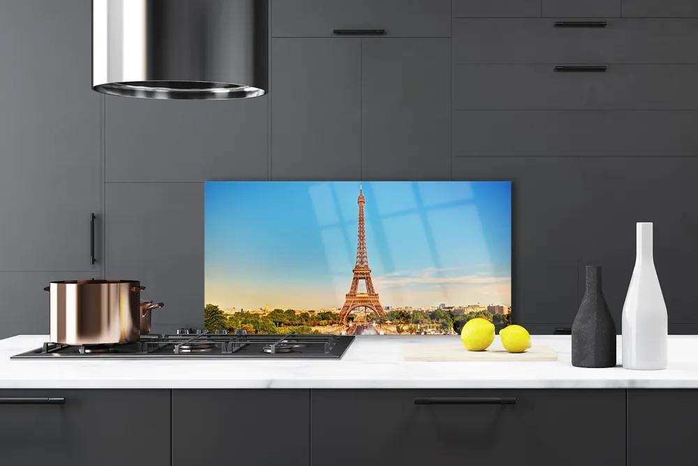 Sklenený obklad Do kuchyne Eiffelová veža paríž 140x70 cm