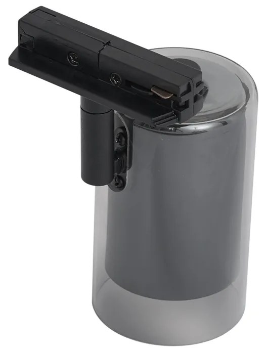 Moderný reflektor čierny s dymovým sklom pre 1-fázový koľajnicový systém - Iconic Lloyd